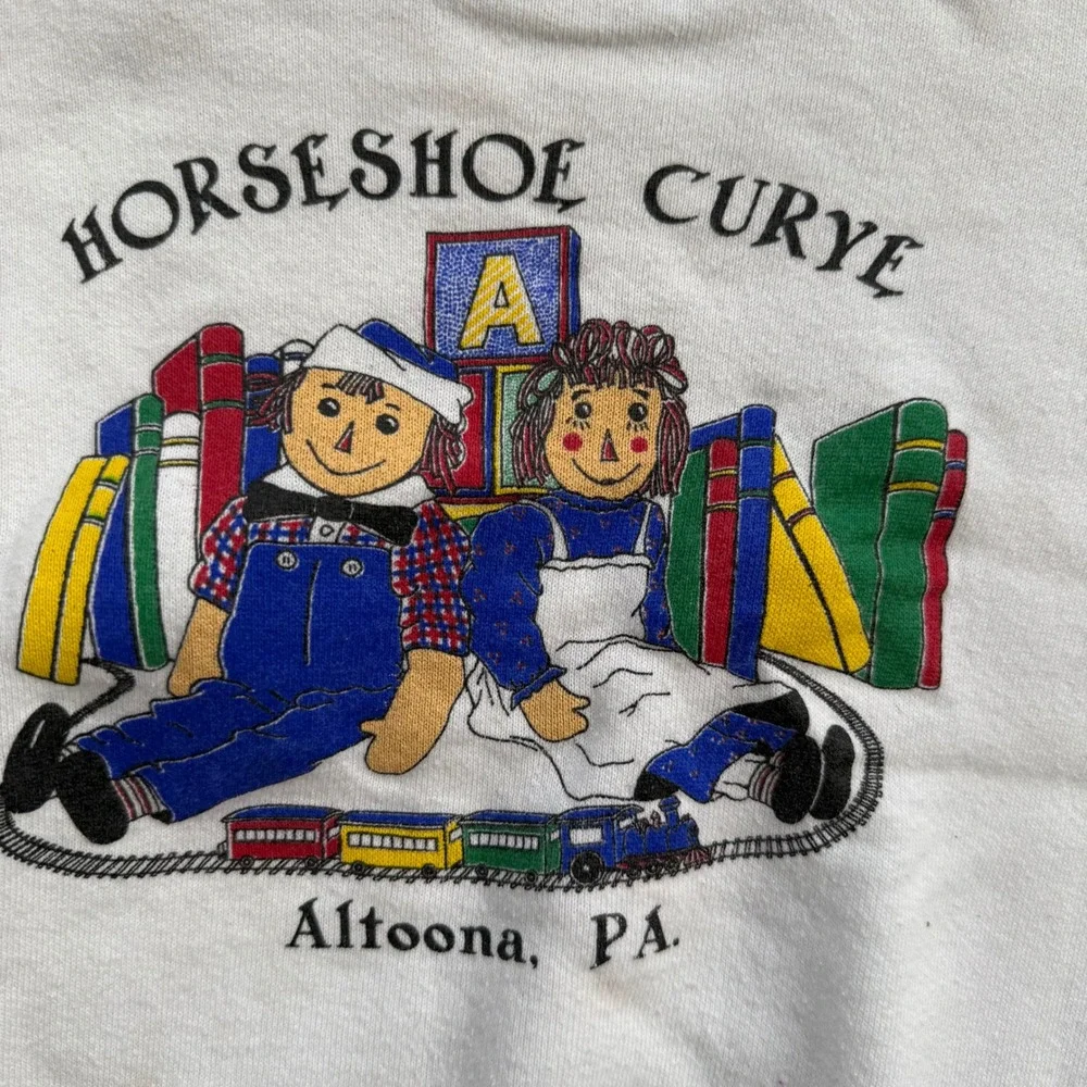 Vintage Fruit of the Loom Horseshoe Curve Altoona PA Kids Sweatshirt White 6-8